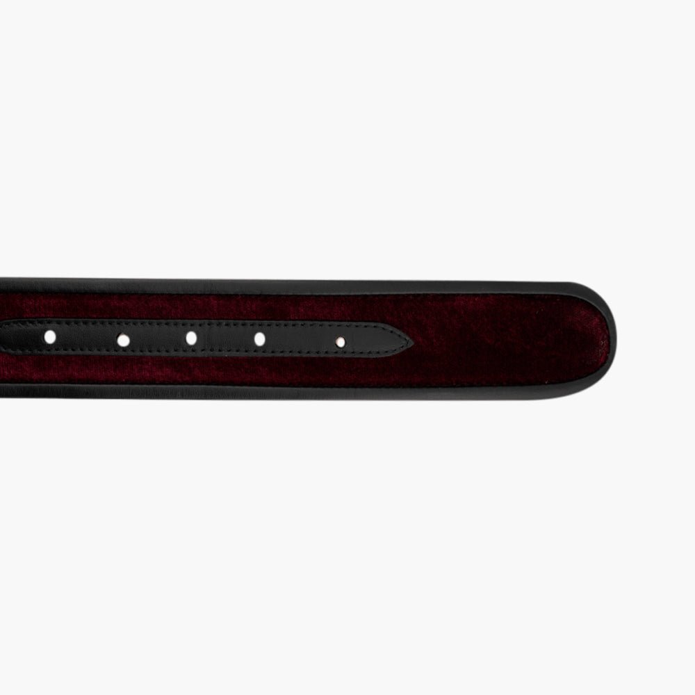 Burgundy and Black Reflection Logo Belt - Angelo Galasso - Luxury Italian Menswear London