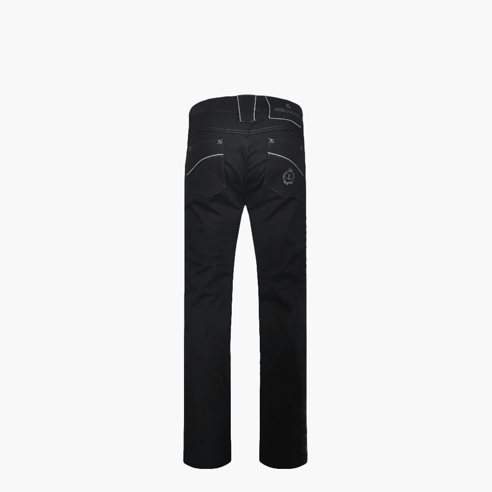 Black Jeans with Grey Alloro Logo - Angelo Galasso - Luxury Italian Menswear London