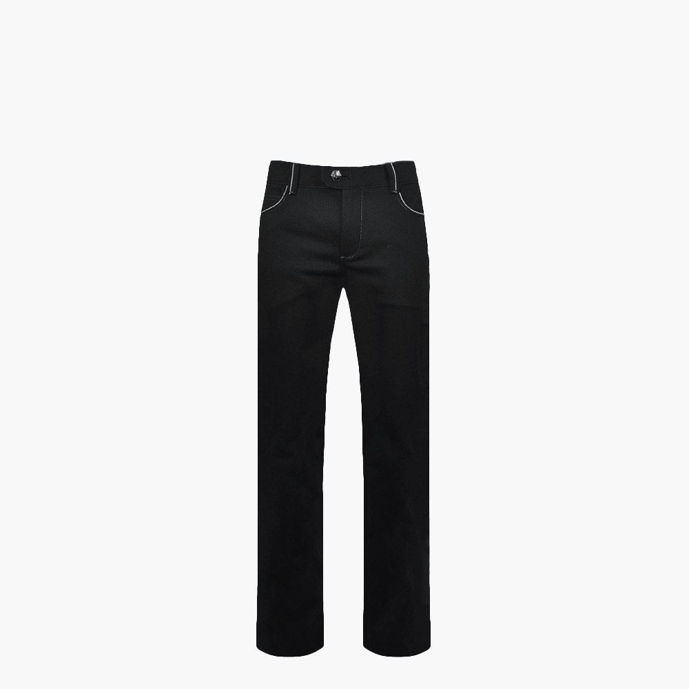 Black Jeans with Grey Alloro Logo - Angelo Galasso - Luxury Italian Menswear London
