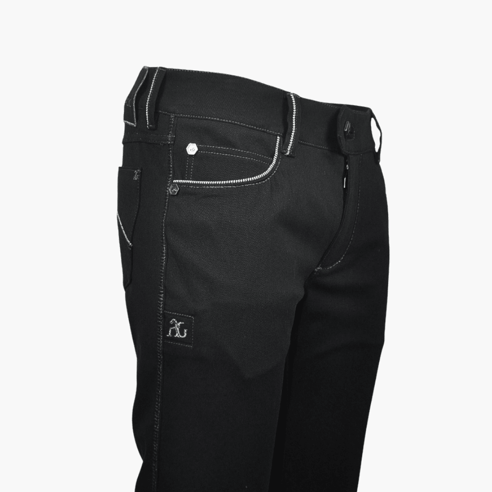 Black Jeans with Grey Alloro Logo - Angelo Galasso - Luxury Italian Menswear London