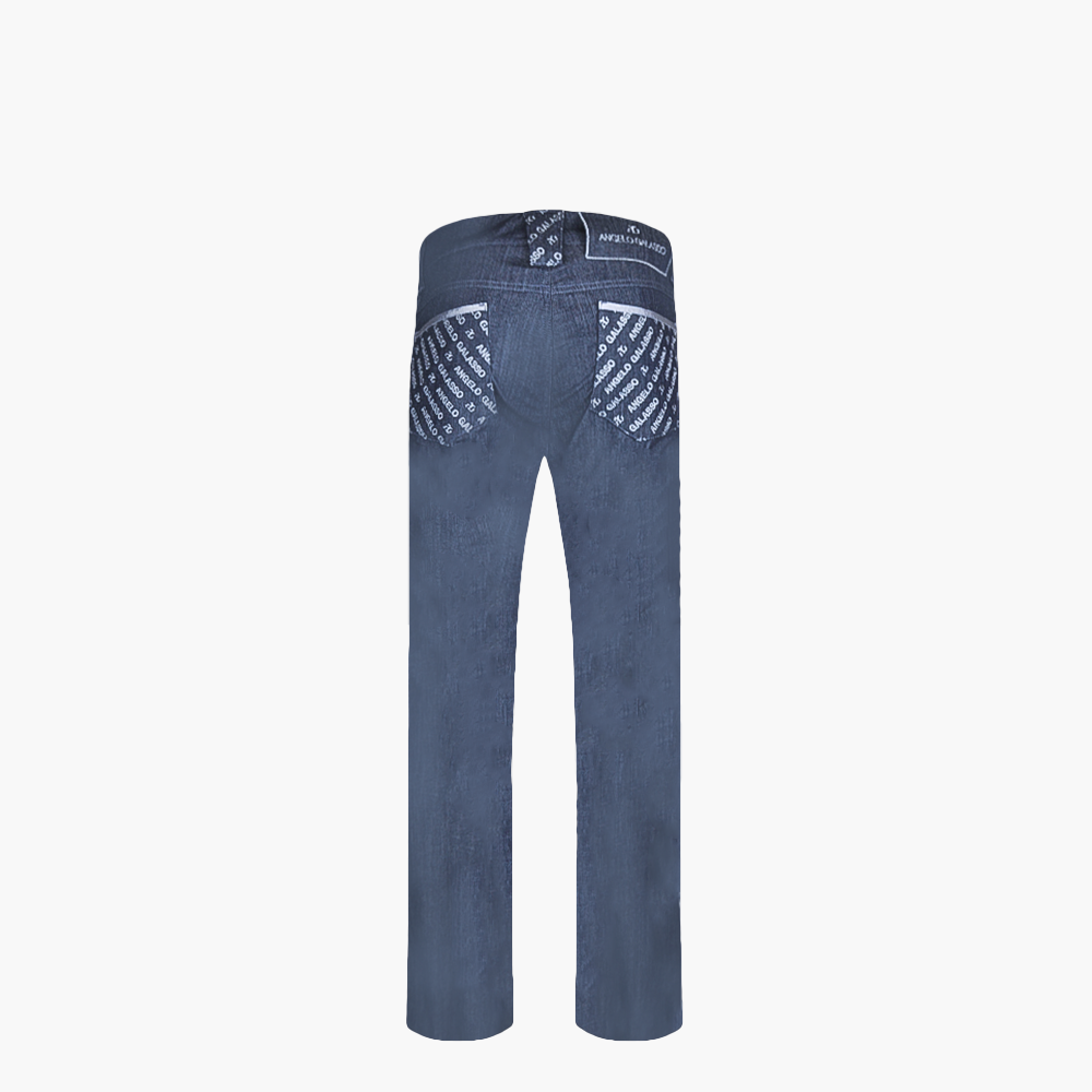 Blue & Silver Grey Monogram Logo Jeans - AG23WJJNS02