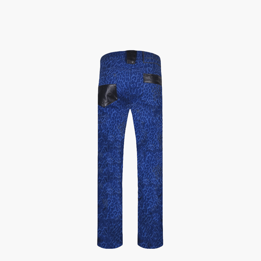 Jacquard Leopard Jeans with Leather Inserts - Angelo Galasso - Luxury Italian Menswear London