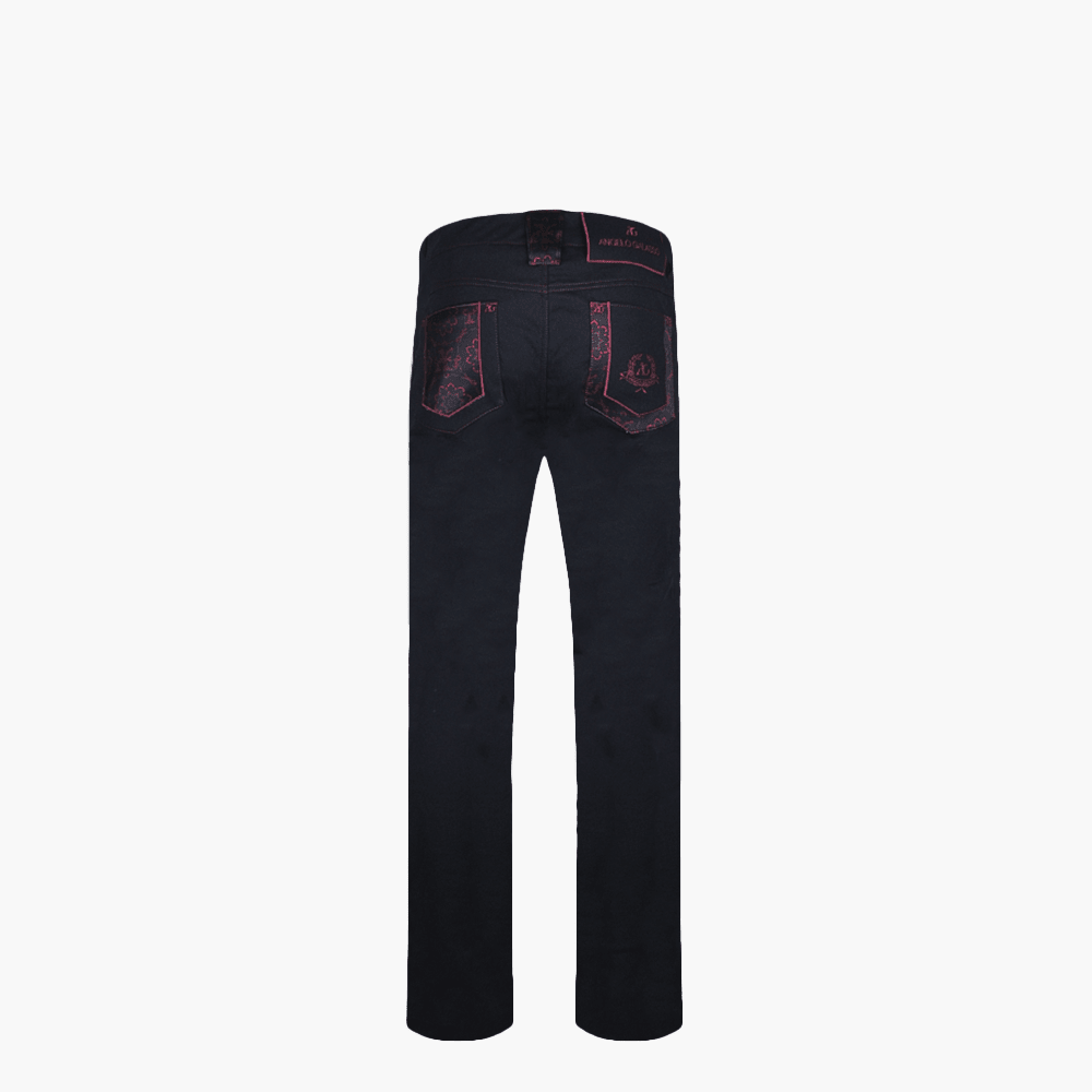 Black Alloro Jeans with Silk Inserts - Angelo Galasso - Luxury Italian Menswear London