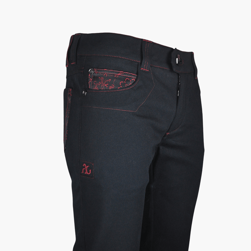 Black Alloro Jeans with Silk Inserts - Angelo Galasso - Luxury Italian Menswear London