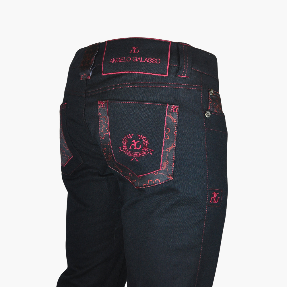 Black Alloro Jeans with Silk Inserts -