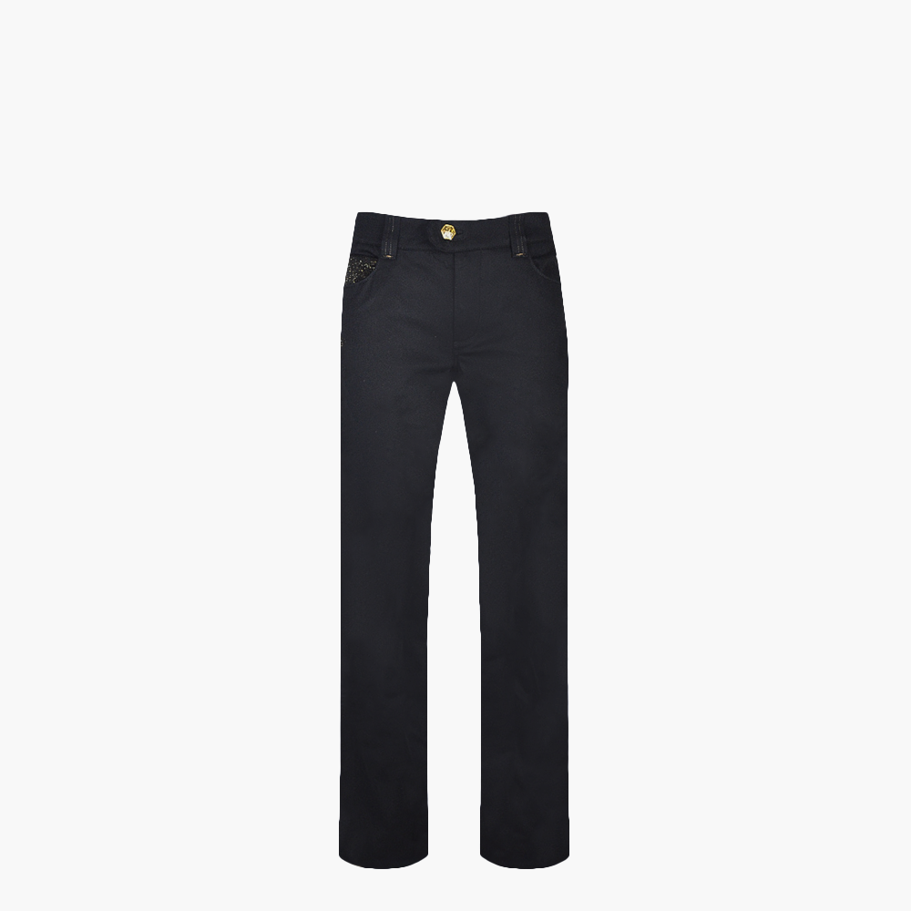 Black Glitter Jeans with Gold Hexagonal Logo ANGELO GALASSO