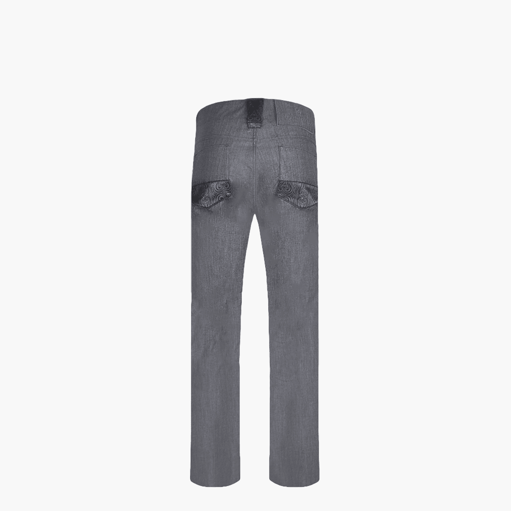 Grey Jeans with AG Paisley Silk Inserts - Angelo Galasso - Luxury Italian Menswear London
