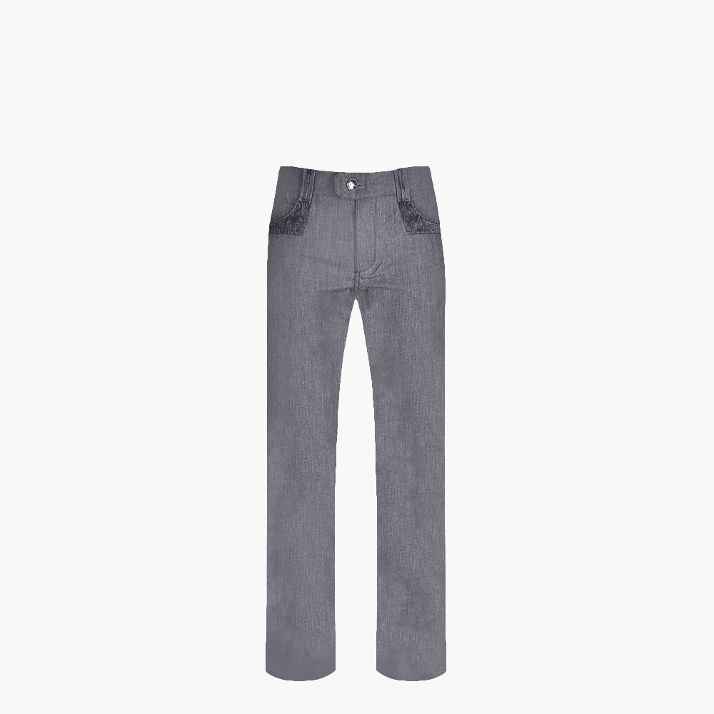 Grey Jeans with AG Paisley Silk Inserts - Angelo Galasso - Luxury Italian Menswear London