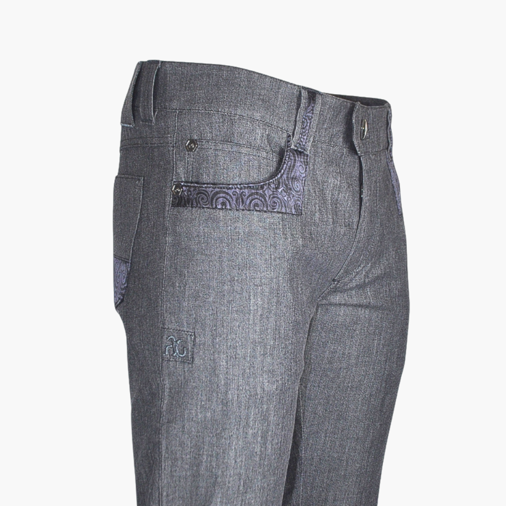 Grey Jeans with AG Paisley Silk Inserts - AG23WJJNS07