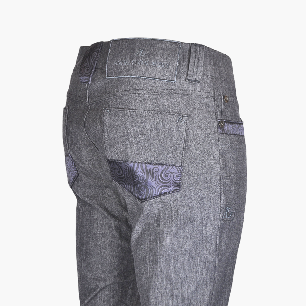 Grey Jeans with AG Paisley Silk Inserts - AG23WJJNS07