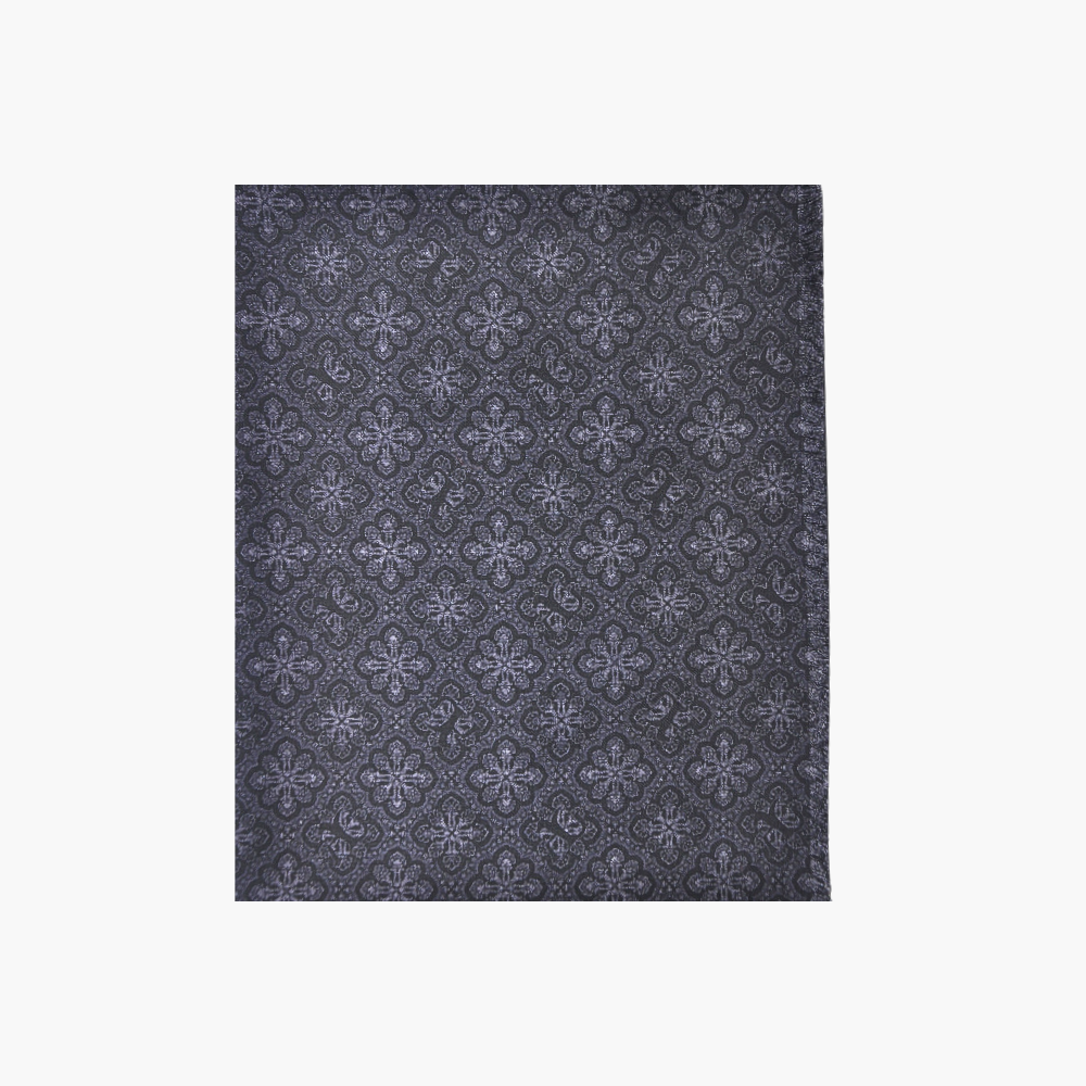 Black Wool & Silk AG Print Azulejo Scarf  - AG23WPSCA01
