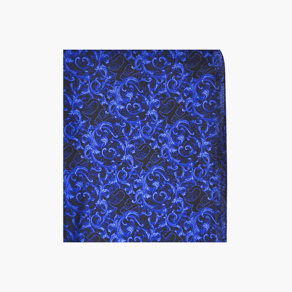 Blue Wool & Silk AG Print Paisley Scarf - Angelo Galasso - Luxury Italian Menswear London