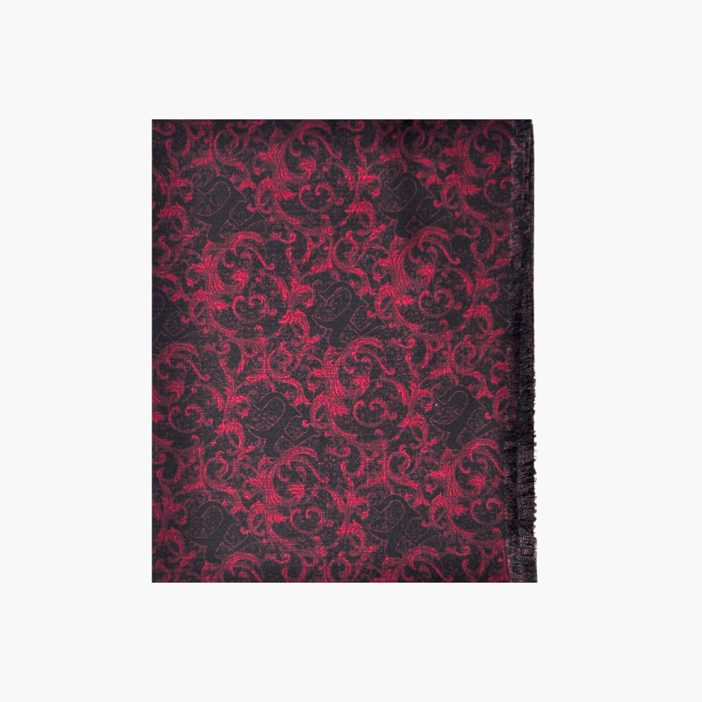 Red Wool & Silk AG Print Paisley Scarf - Angelo Galasso - Luxury Italian Menswear London