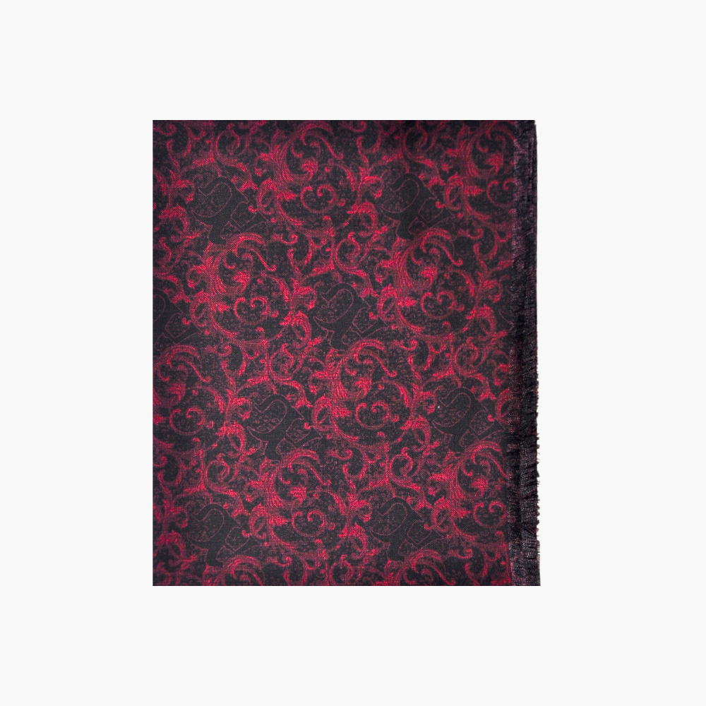 Red Wool & Silk AG Print Paisley Scarf - AG23WPSCA02