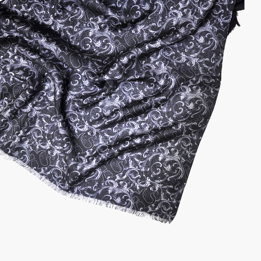 Black Wool & Silk AG Print Paisley Scarf - AG23WPSCA02