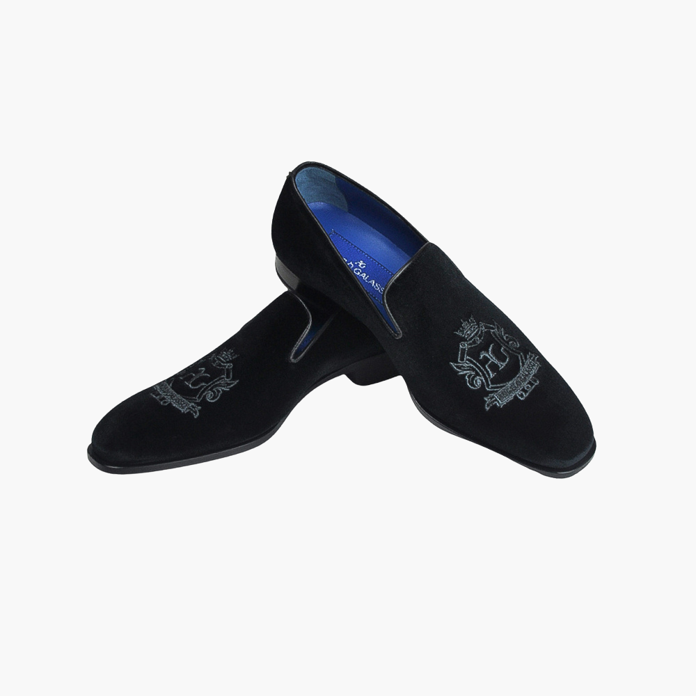 Black Velvet Araldica Slip-on Shoes - AG23WSGAL02