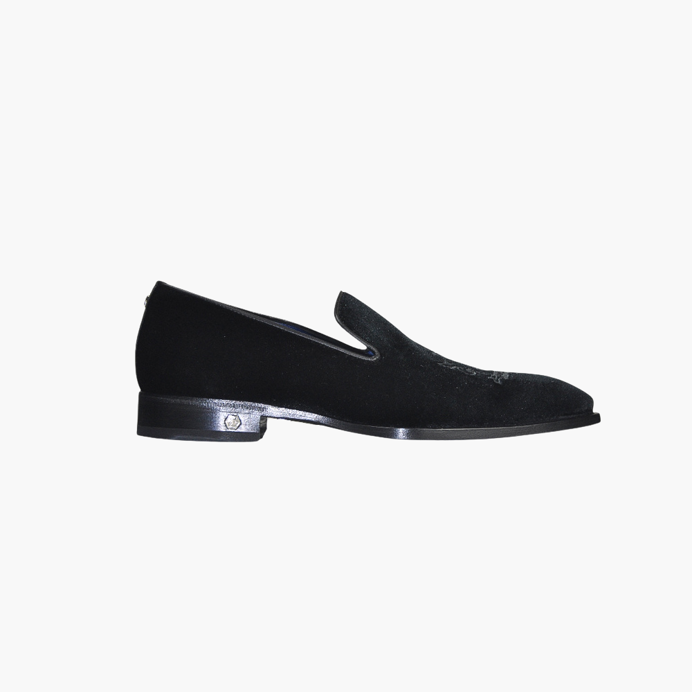 Black Velvet Araldica Slip-on Shoes - AG23WSGAL02