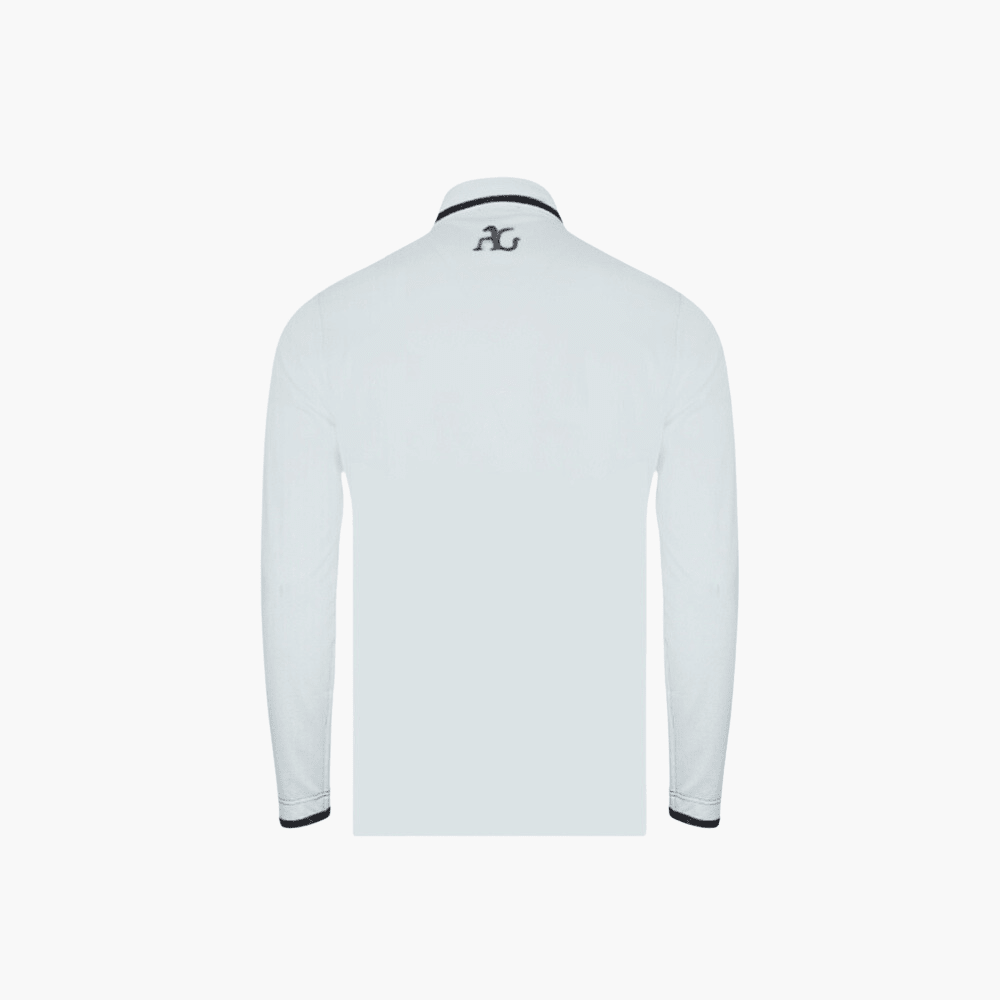 White Crown Long-Sleeve Frisee Polo - Angelo Galasso - Luxury Italian Menswear London