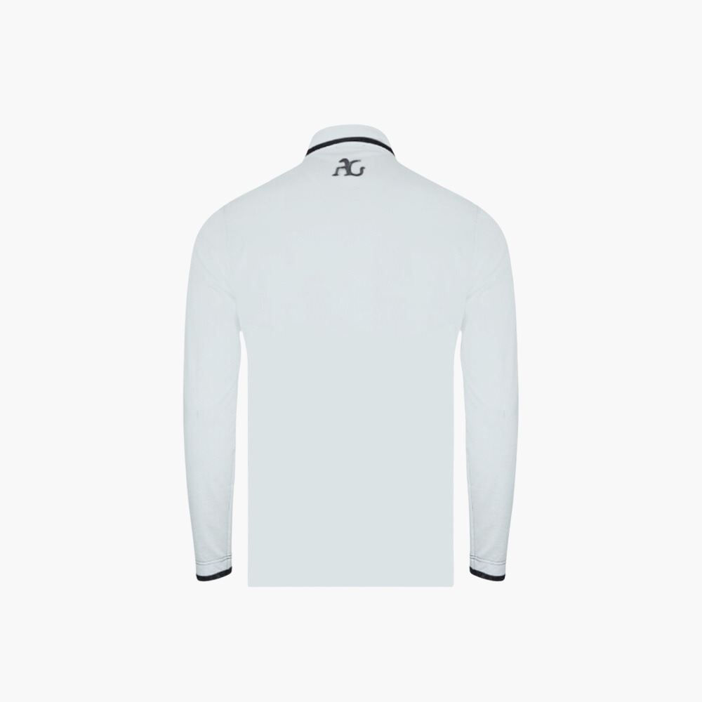 White Crown Long-Sleeve Frisee Polo -
