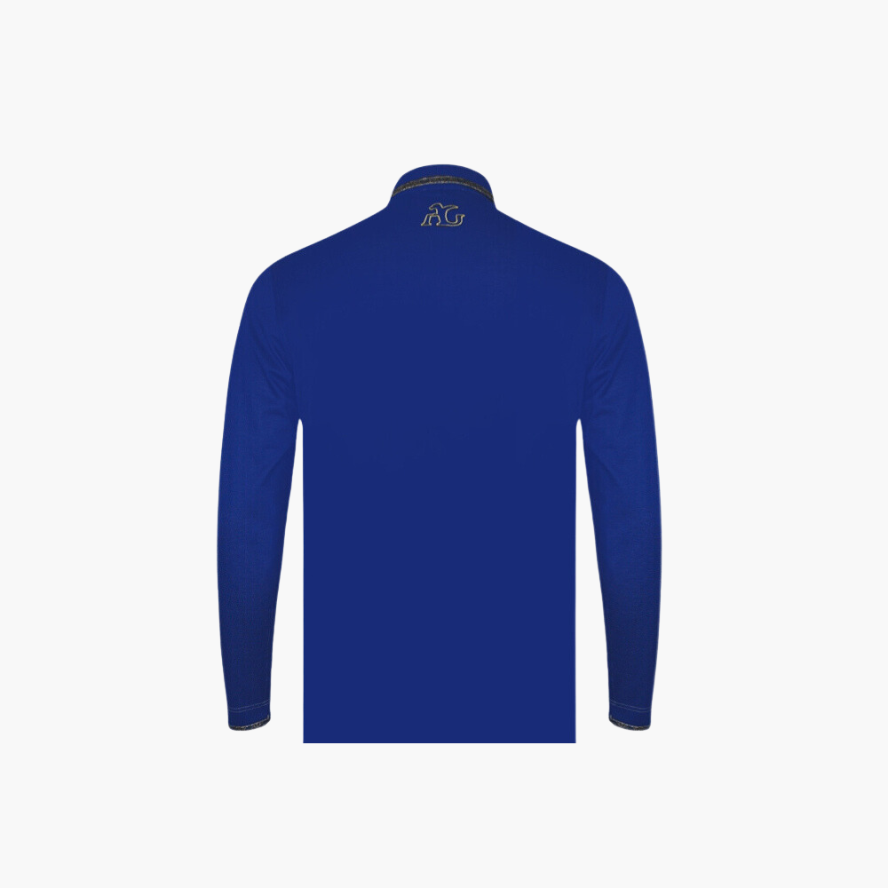 Blue Crown Long-Sleeve Frisee Polo -
