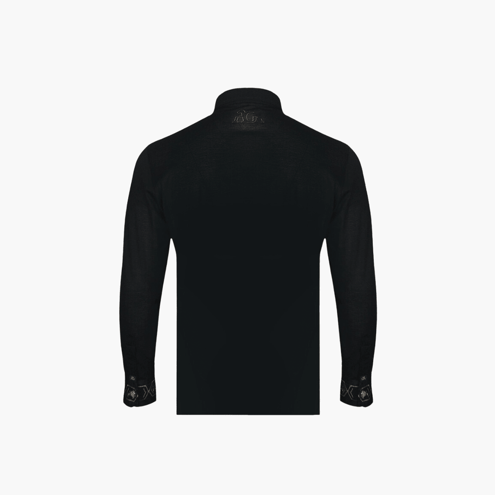 Black Silk & Scudo Long Sleeve Polo - Angelo Galasso - Luxury Italian Menswear London