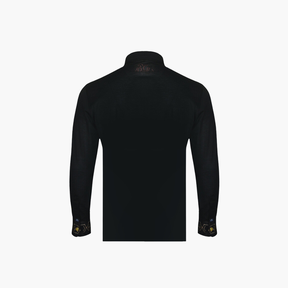 Black Silk & Scudo Long Sleeve Polo -