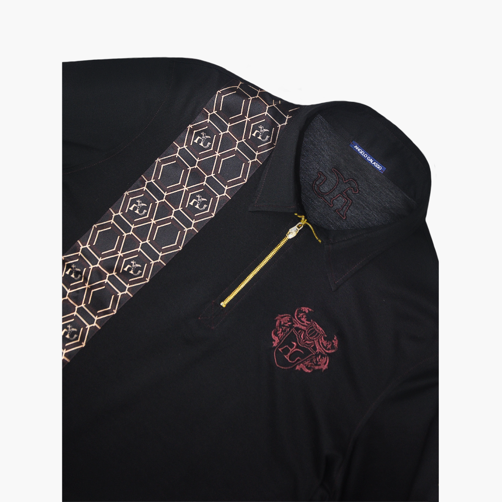 Black Silk & Scudo Long Sleeve Polo -