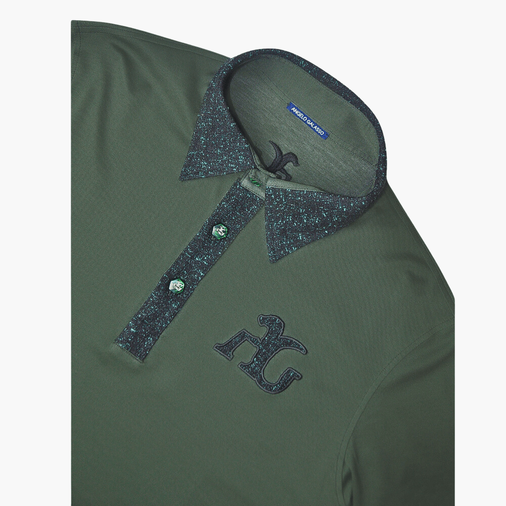 Green AG Long-Sleeve Polo - Angelo Galasso - Luxury Italian Menswear London