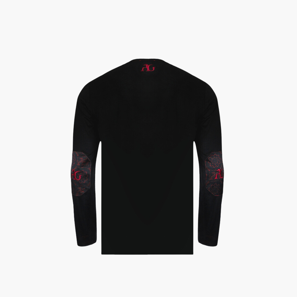 Black & Red Custom Print Long-Sleeve T-Shirt - AG23WTTSH01