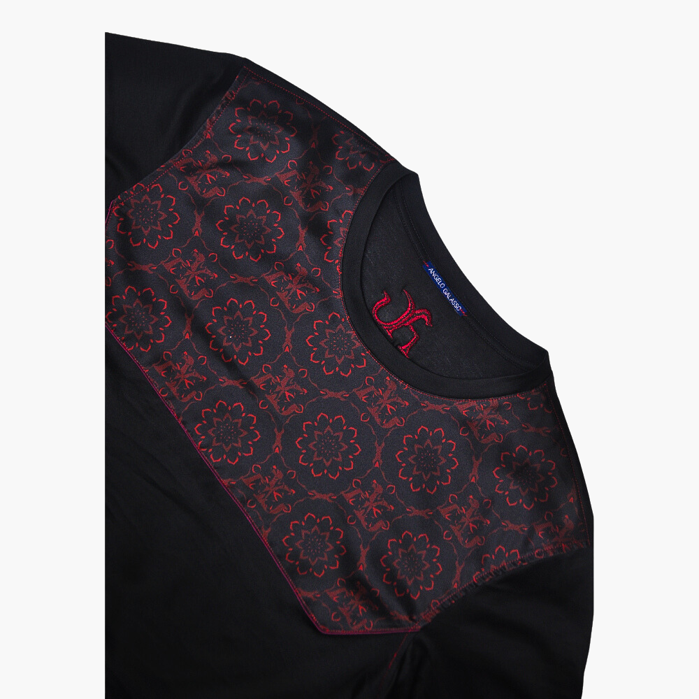 Black & Red Custom Print Long-Sleeve T-Shirt - AG23WTTSH01