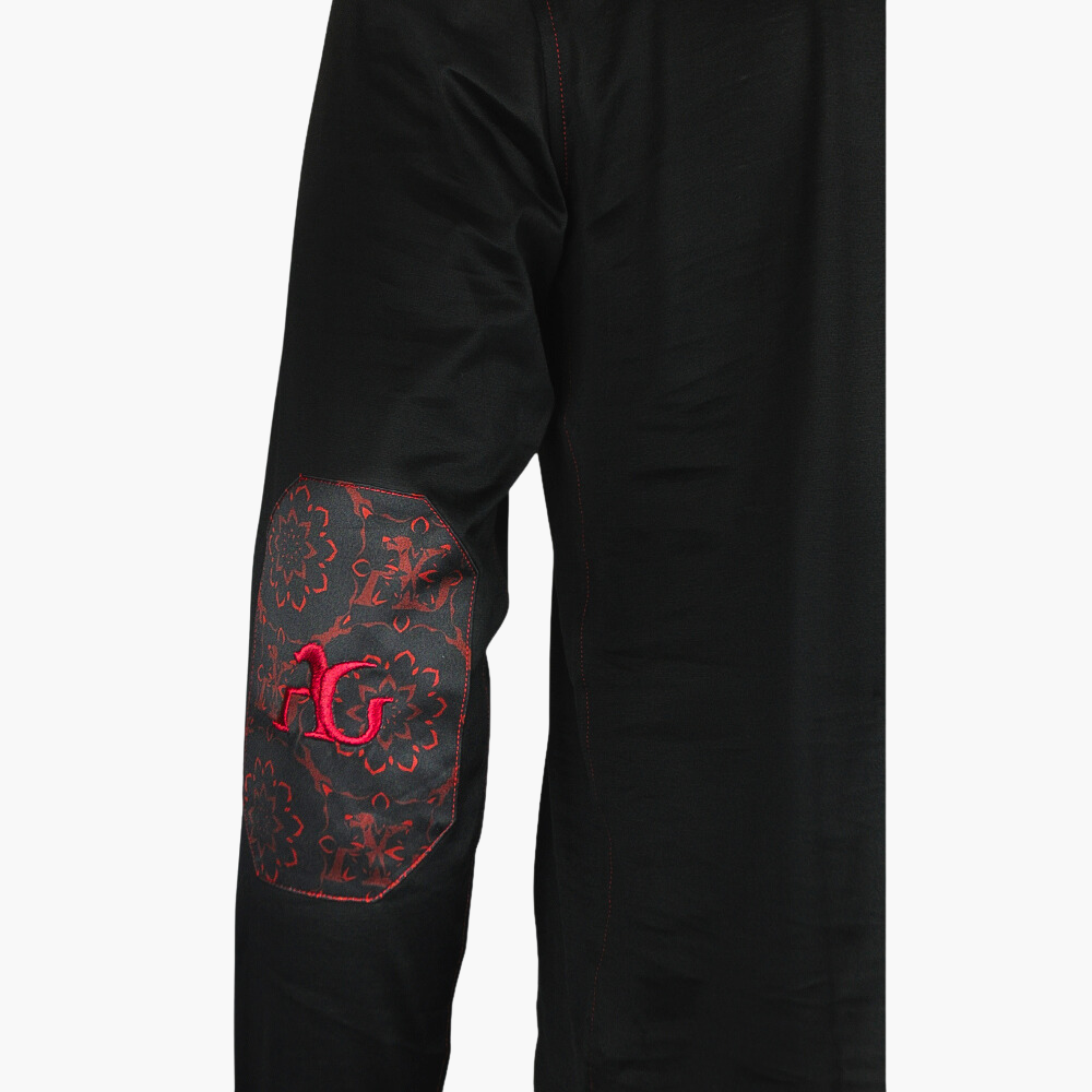 Black & Red Custom Print Long-Sleeve T-Shirt - AG23WTTSH01