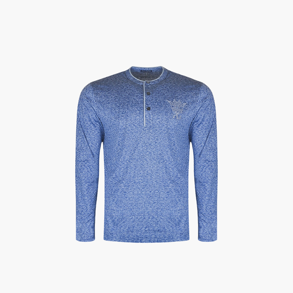 Melange Blue Long-Sleeve Crown T-Shirt - AG23WTTSH02