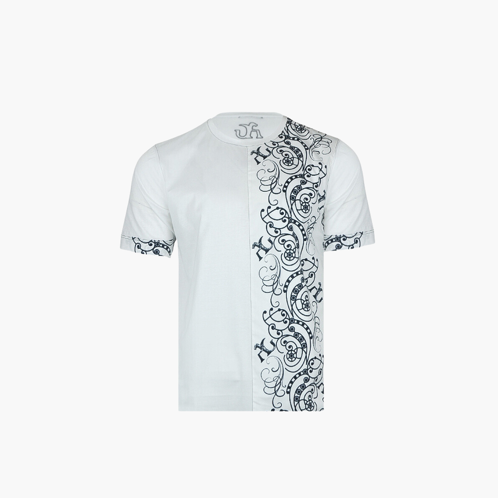 White Custom Print T-Shirt - AG23WTTSH03