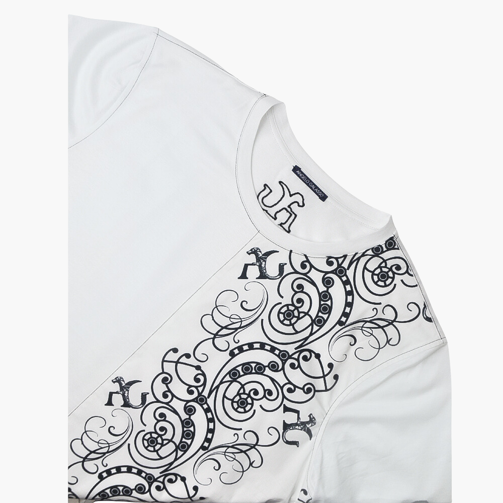 White Custom Print T-Shirt - AG23WTTSH03