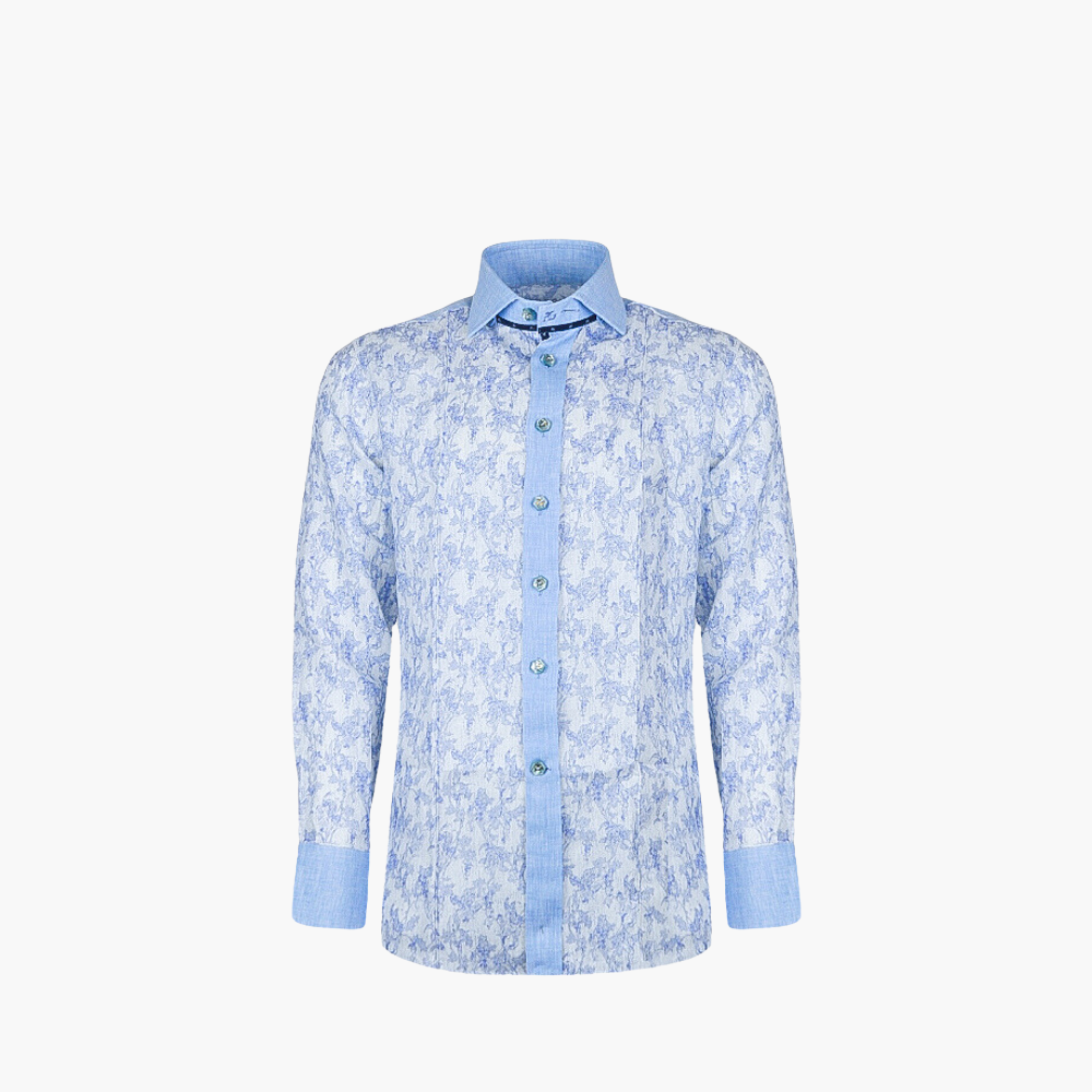 Light Blue Floral Linen Shirt - AG24S1HAS01