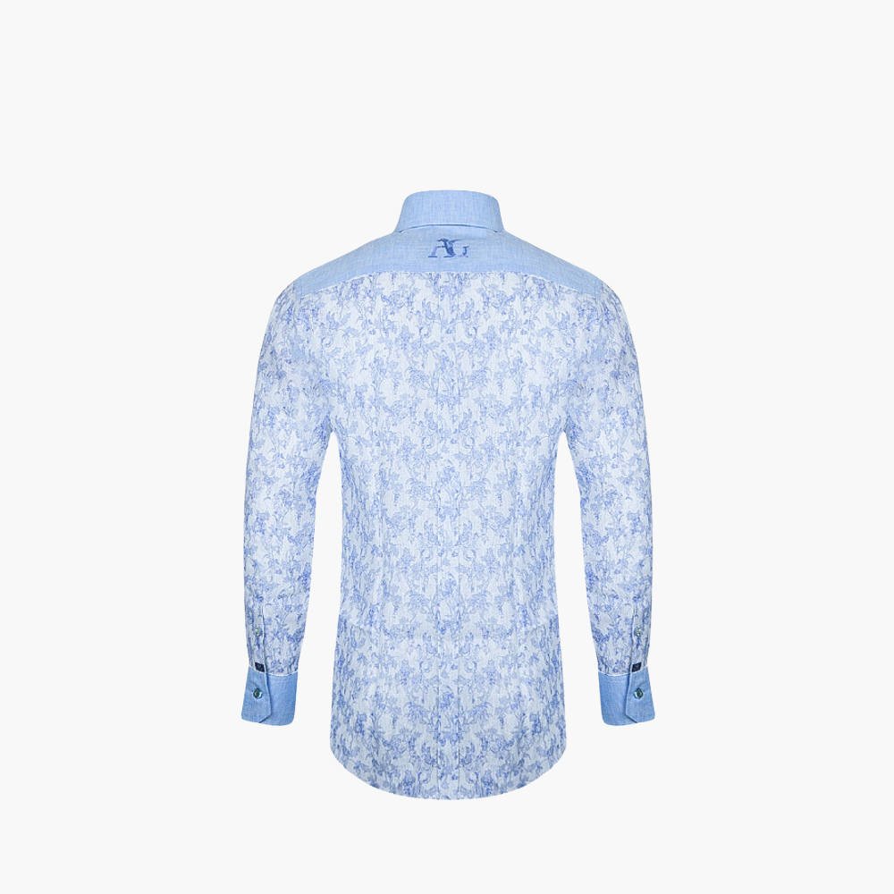 Light Blue Floral Linen Shirt - AG24S1HAS01
