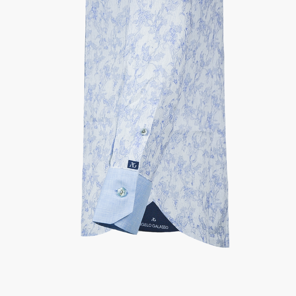 Light Blue Floral Linen Shirt - AG24S1HAS01