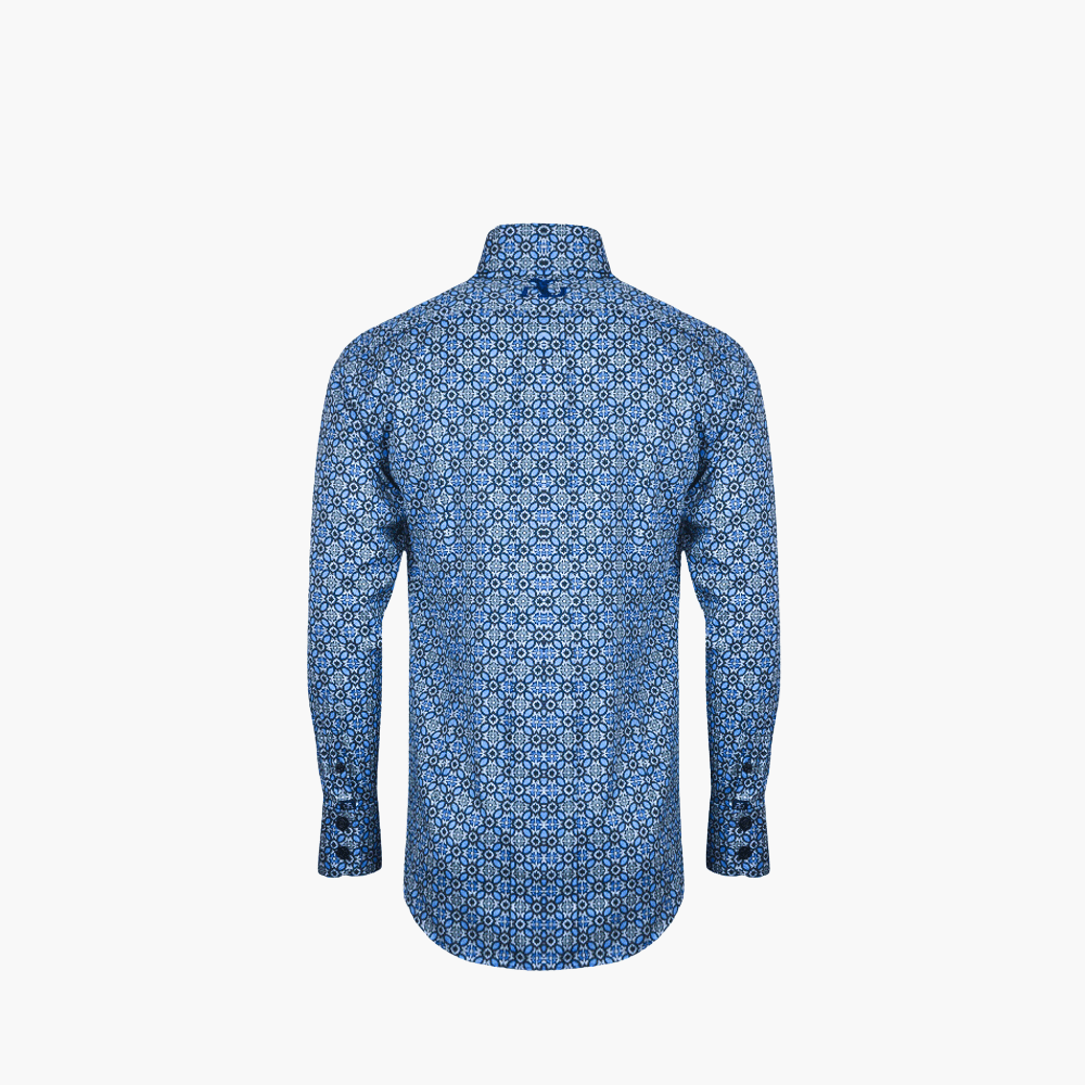 Blue & Brown Azulejo Print - Angelo Galasso - Luxury Italian Menswear London