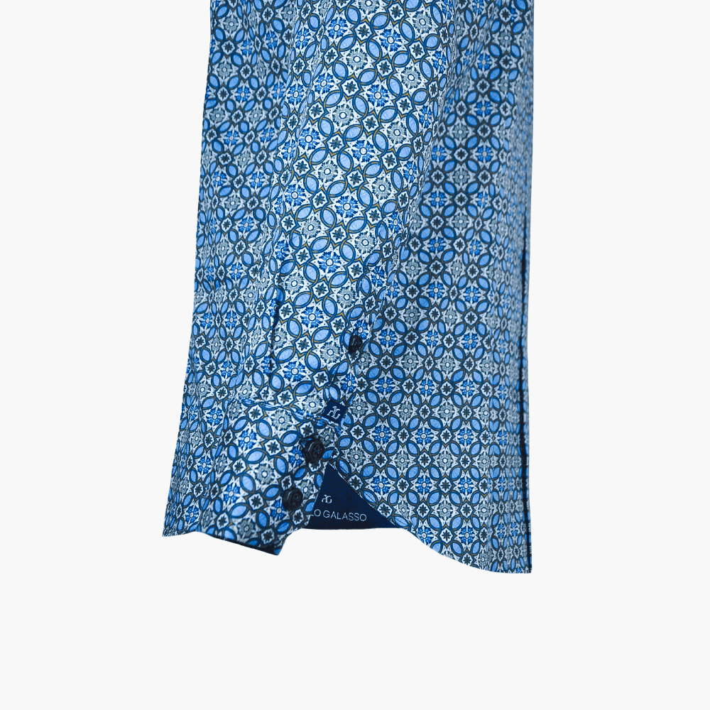 Blue & Brown Azulejo Print - Angelo Galasso - Luxury Italian Menswear London