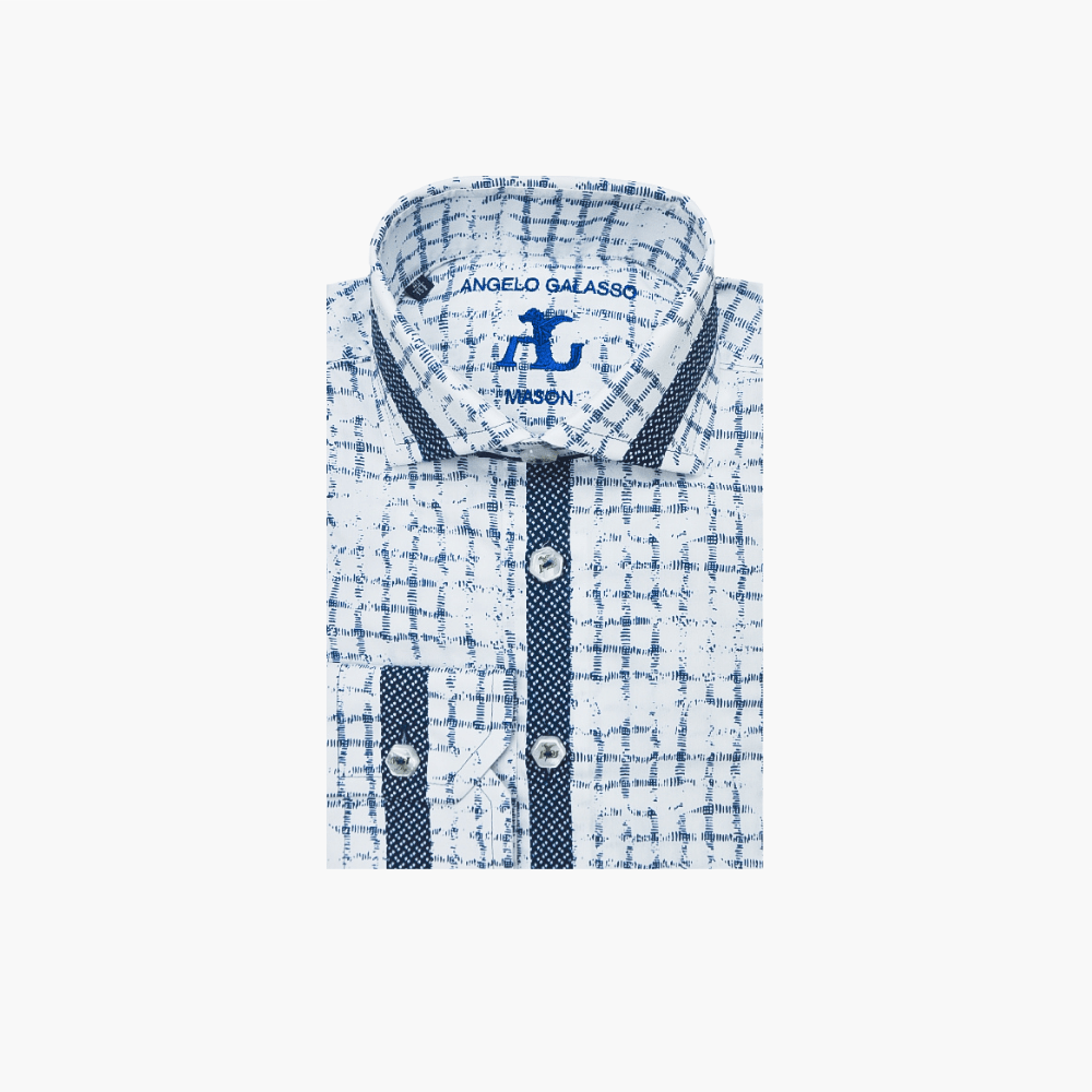 White & Blue Fading Stripes Shirt - Angelo Galasso - Luxury Italian Menswear London