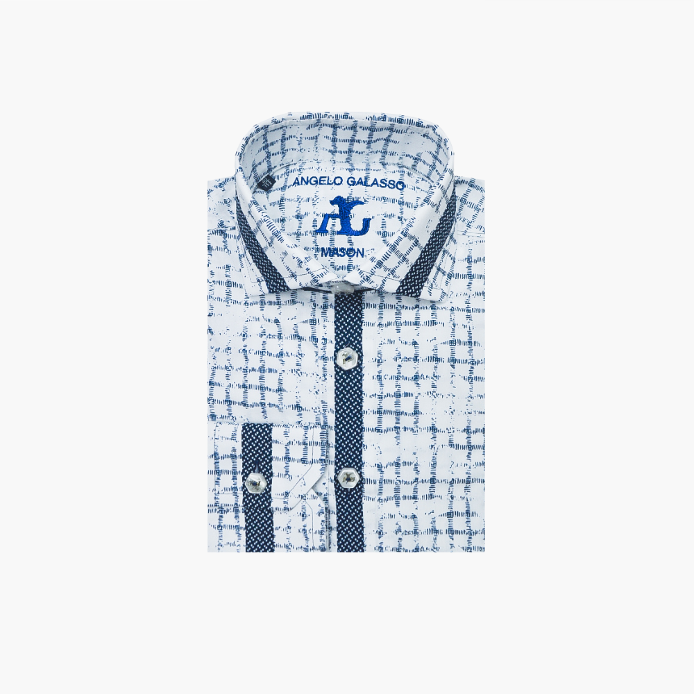 White & Blue Fading Stripes Shirt - AG24S1HAS04