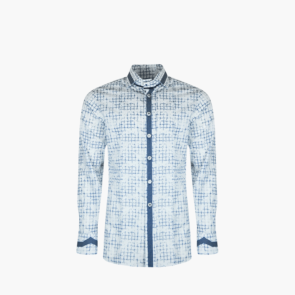 White & Blue Fading Stripes Shirt - Angelo Galasso - Luxury Italian Menswear London