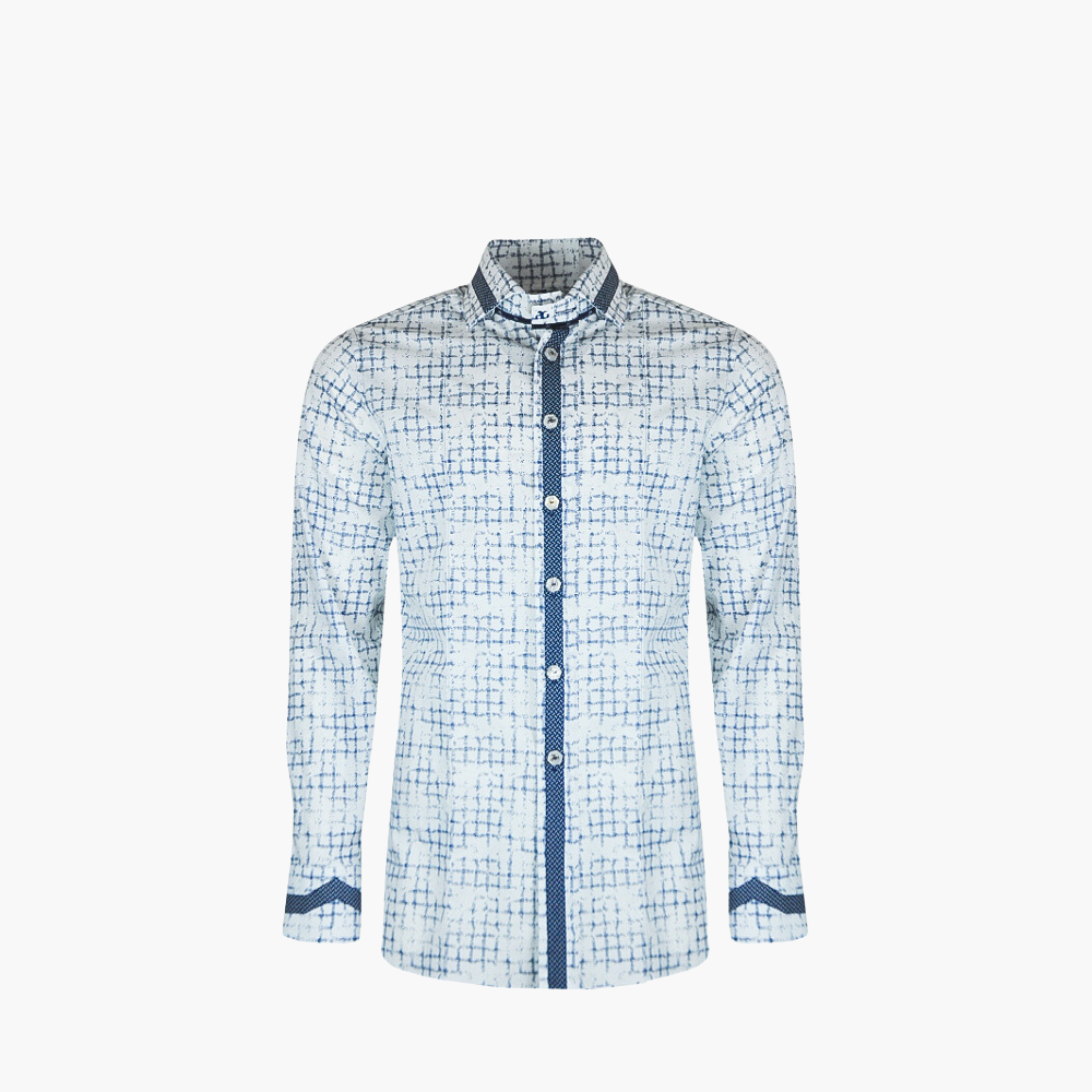 White & Blue Fading Stripes Shirt - AG24S1HAS04