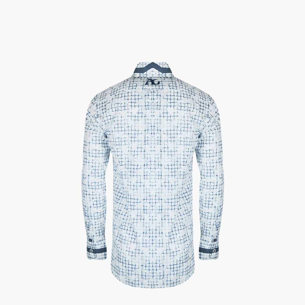 White & Blue Fading Stripes Shirt - Angelo Galasso - Luxury Italian Menswear London