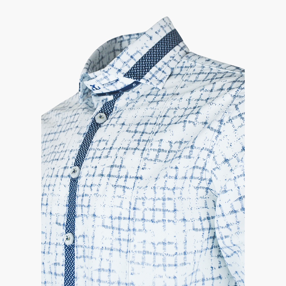 White & Blue Fading Stripes Shirt - AG24S1HAS04