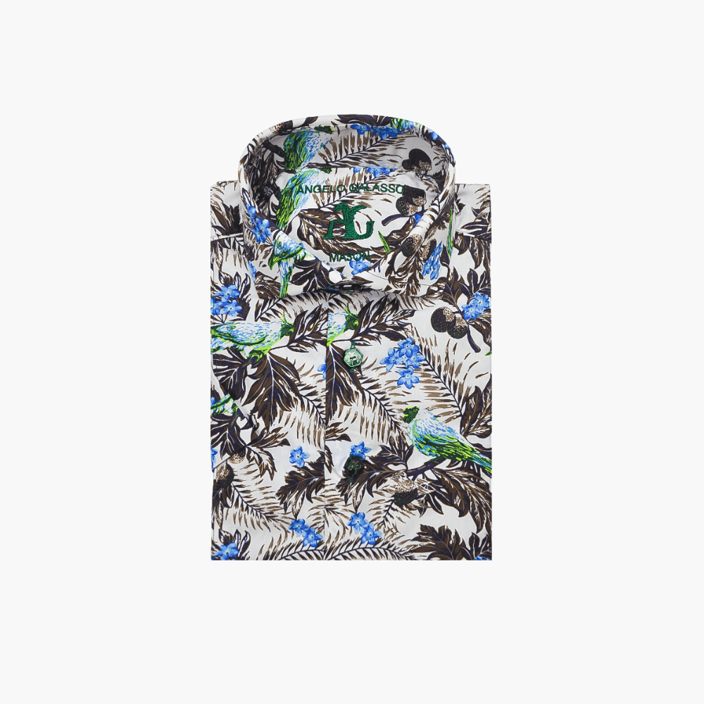 AG Tropical Short Sleeves Shirt - Angelo Galasso - Luxury Italian Menswear London