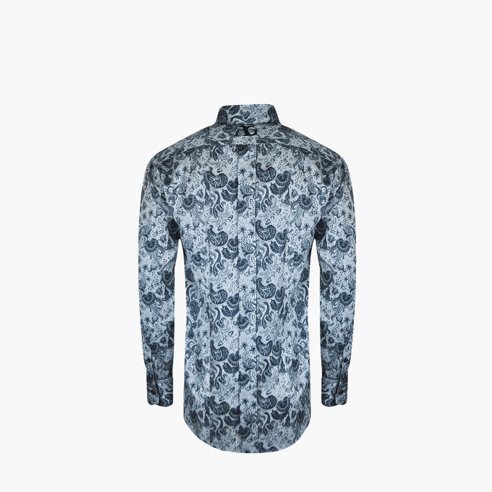 Grey & Black Paisley Shirt - Angelo Galasso - Luxury Italian Menswear London