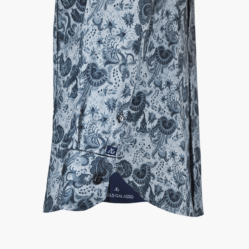 Grey & Black Paisley Shirt - Angelo Galasso - Luxury Italian Menswear London