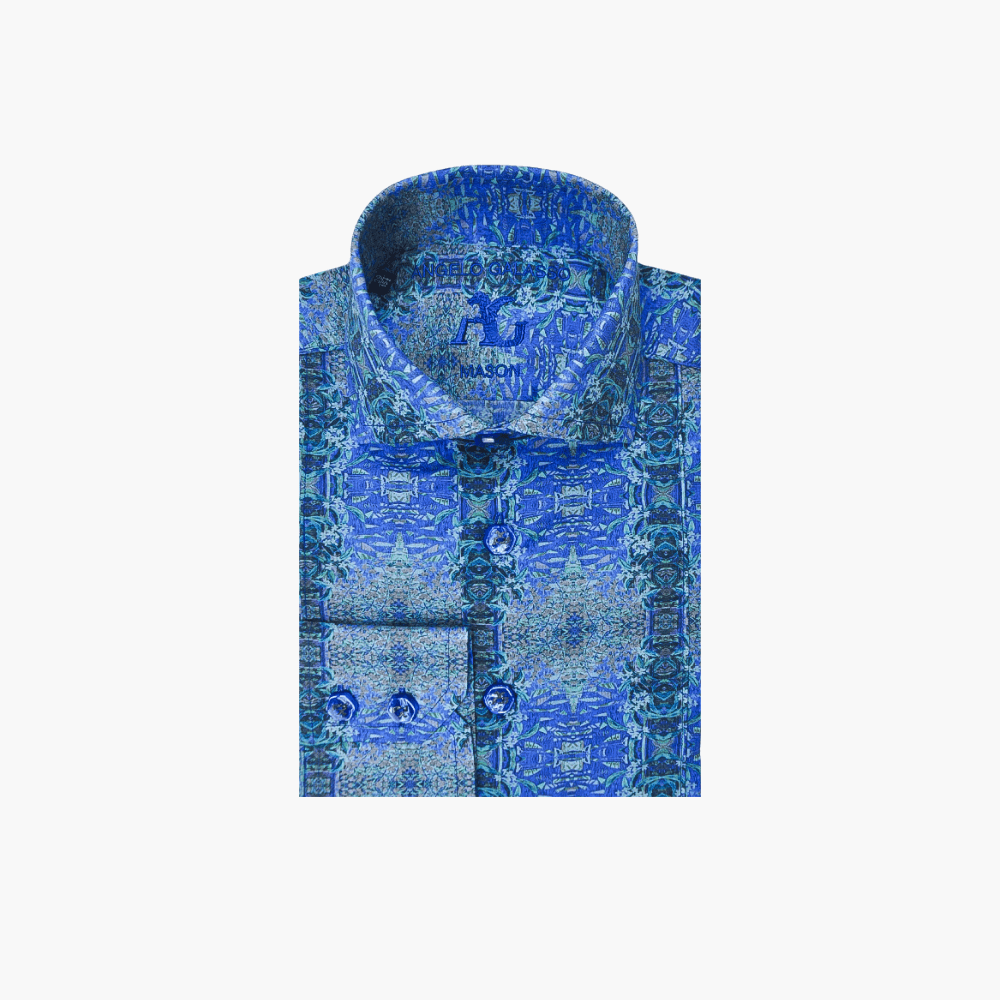 Blue & Green Monet Shirt - Angelo Galasso - Luxury Italian Menswear London
