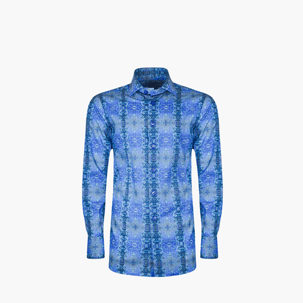 Blue & Green Monet Shirt - Angelo Galasso - Luxury Italian Menswear London